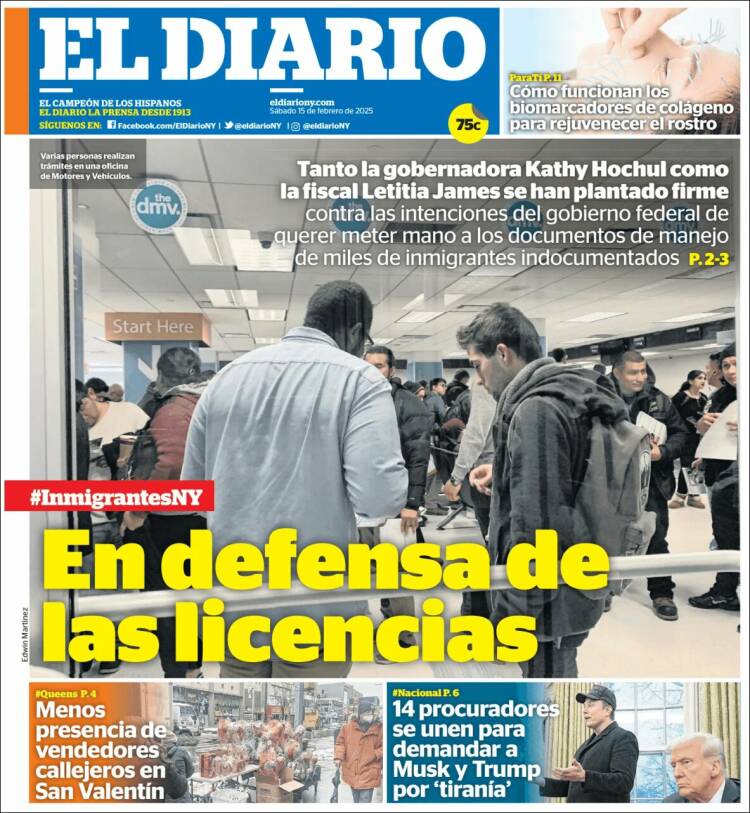 Portada de El Diario NY (USA)