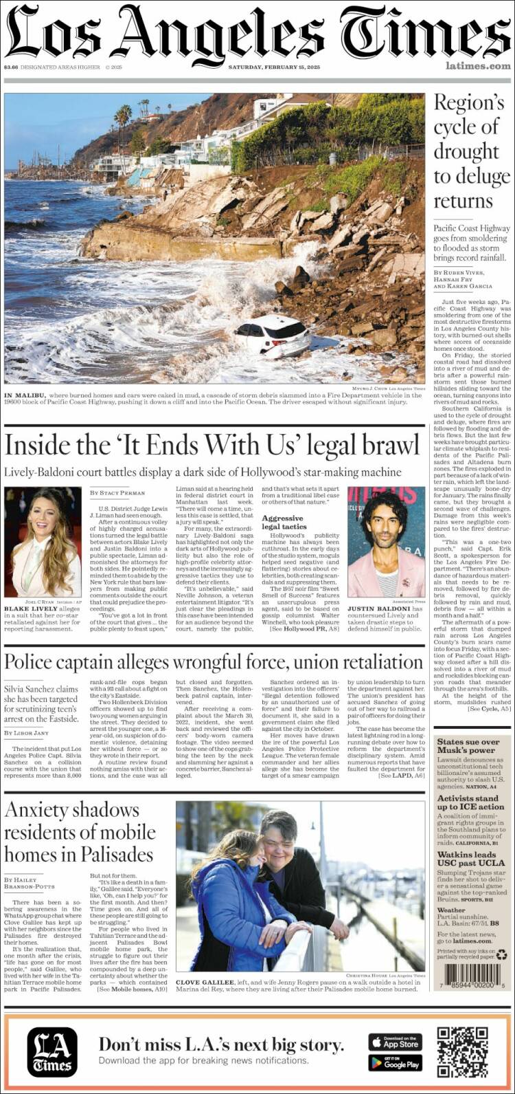 Portada de Los Angeles Times (USA)