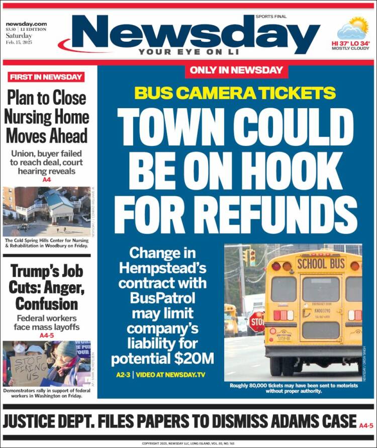 Portada de Newsday (USA)