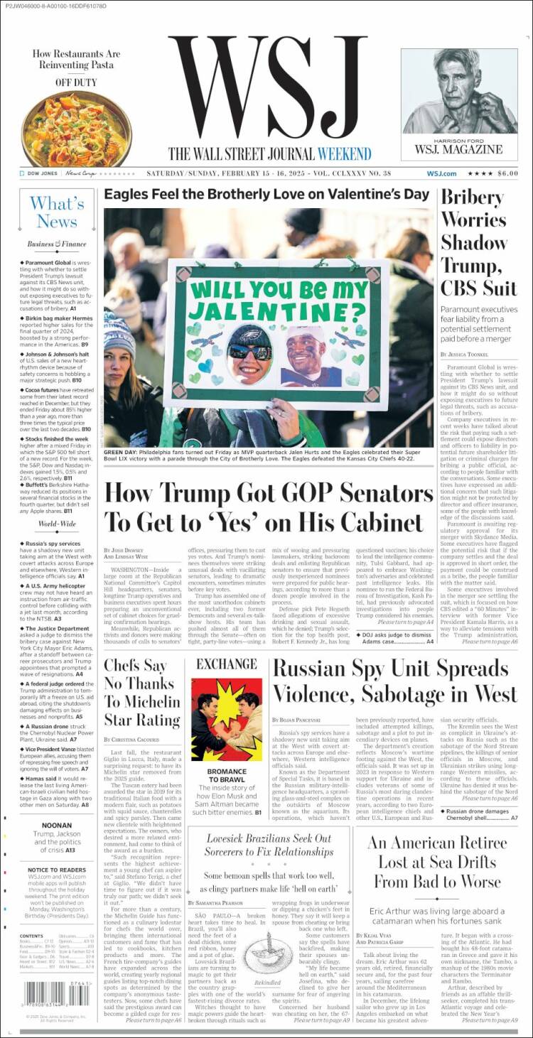 Portada de Wall Street Journal (USA)