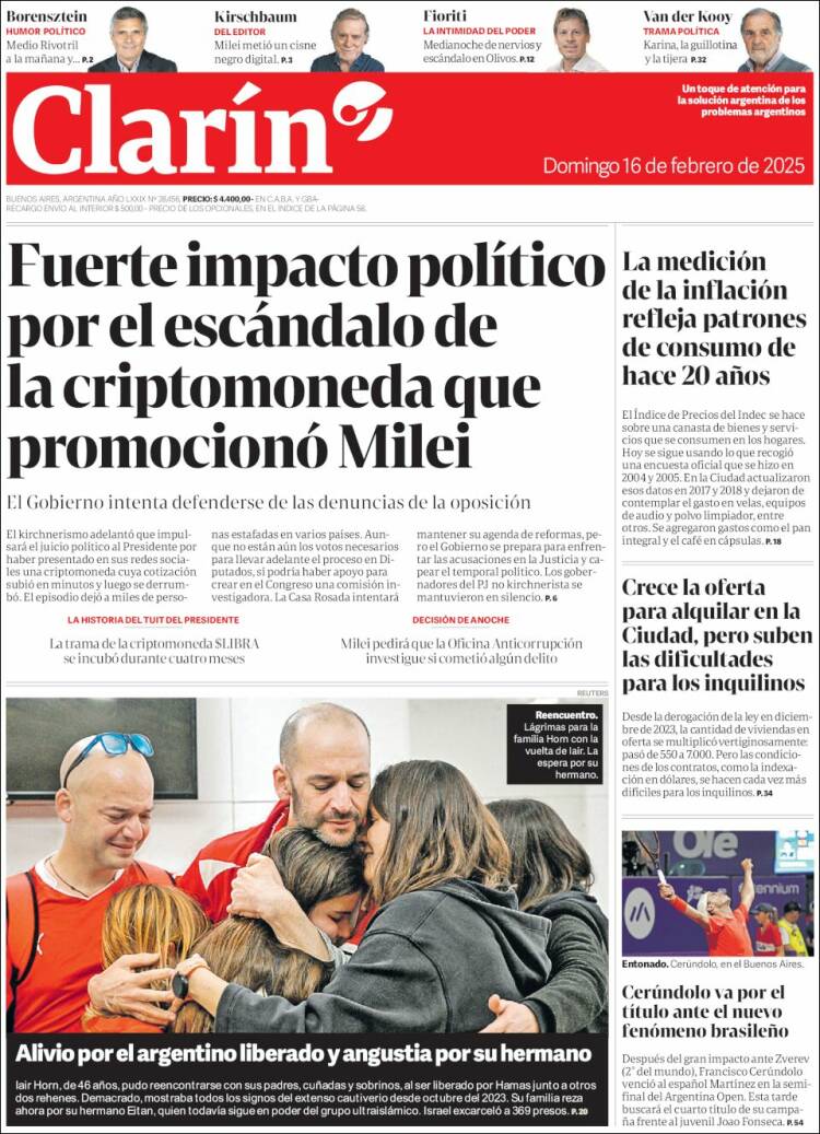 Portada de Clarín (Argentina)