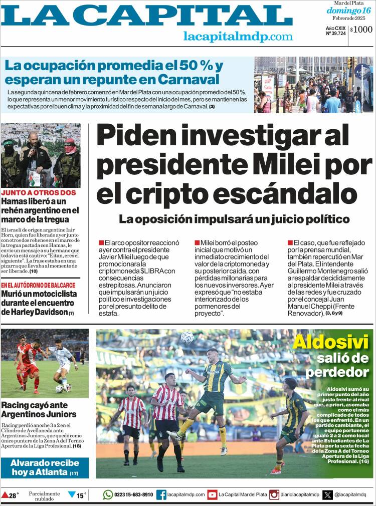 Portada de Diario La Capital - Mar del Plata (Argentina)