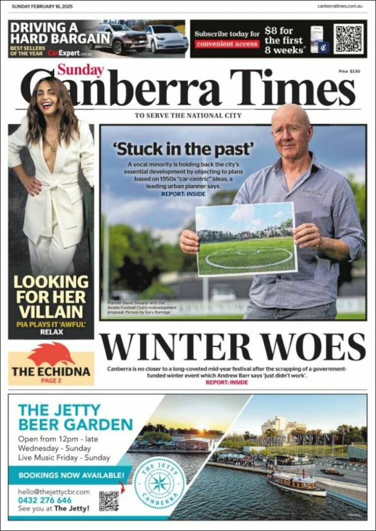 Portada de The Canberra Times (Australia)