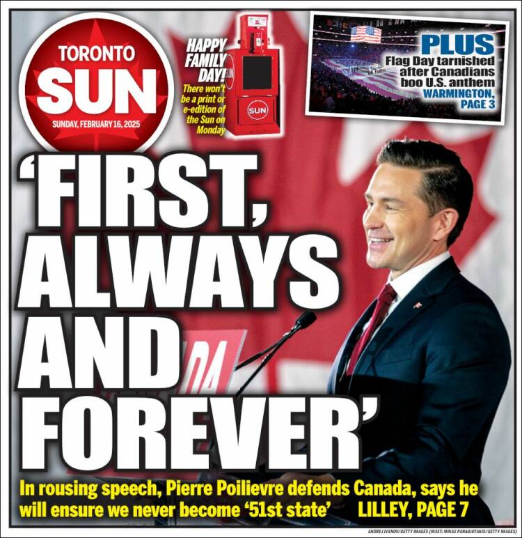 Portada de The Toronto Sun (Canadá)