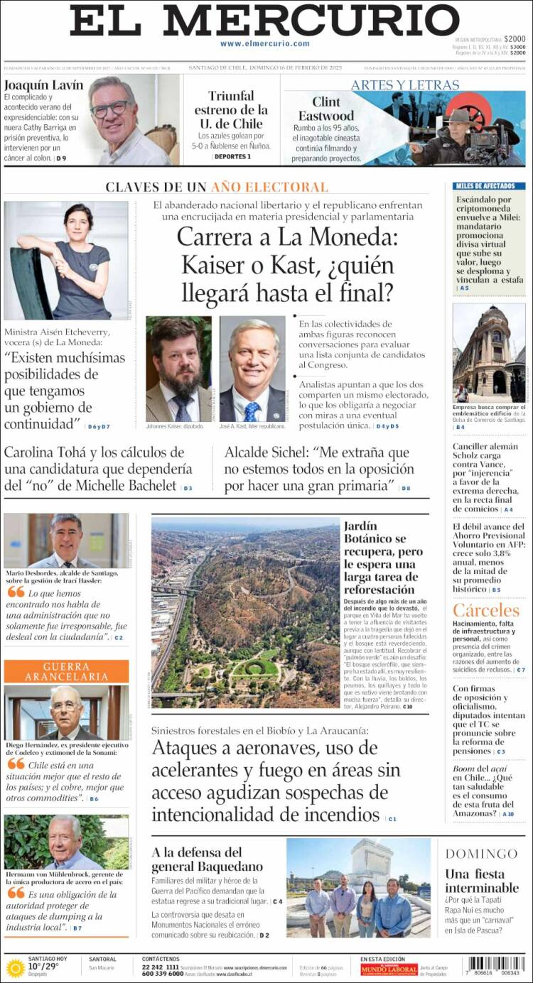 Portada de El Mercurio (Chile)