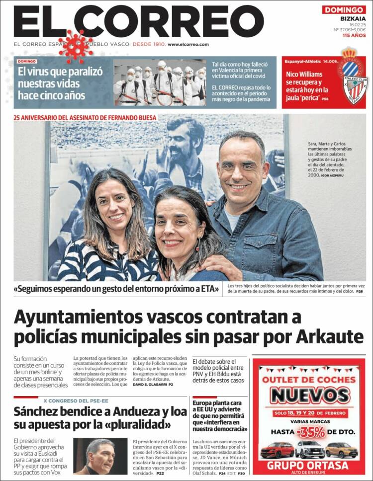 Portada de El Correo (España)