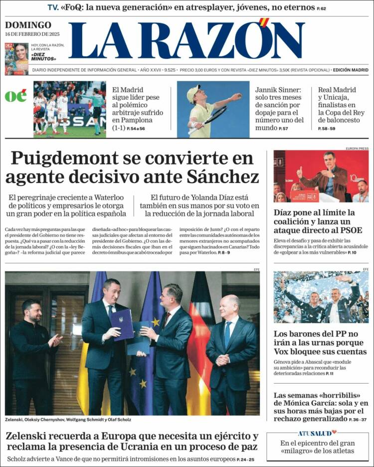 Portada de La Razón (España)