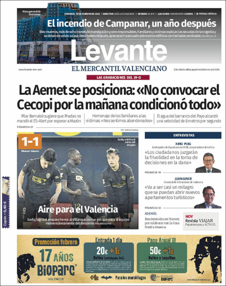 Portada de Levante (España)