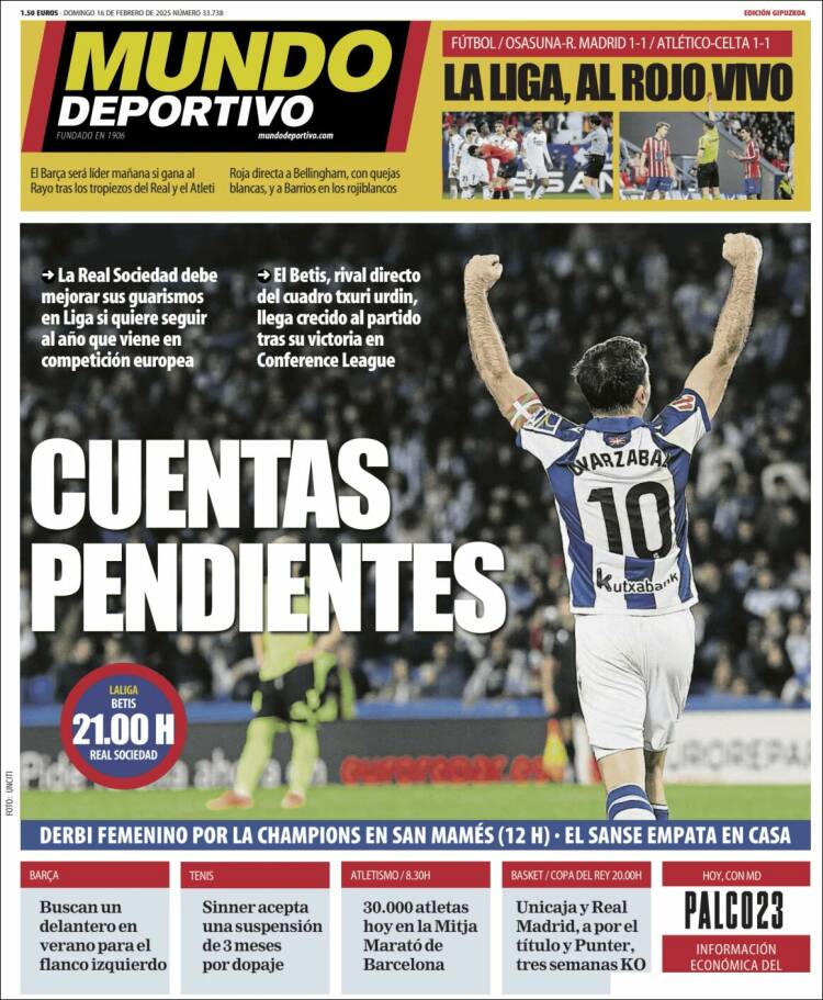 Portada de Mundo Deportivo Gipuzkoa (España)