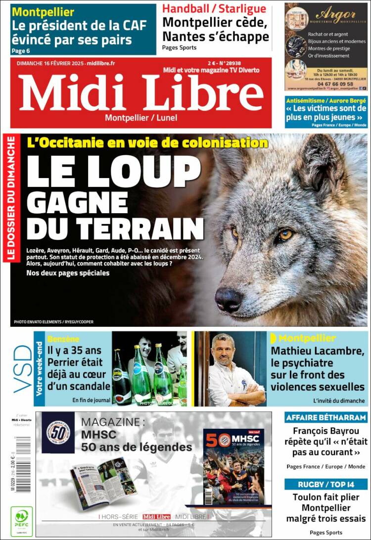 Portada de Midi Libre (Francia)