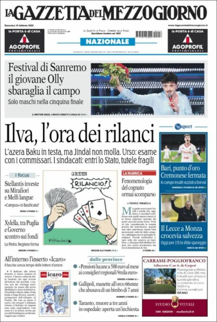 Portada de La Gazzetta del Mezzogiorno (Italy)