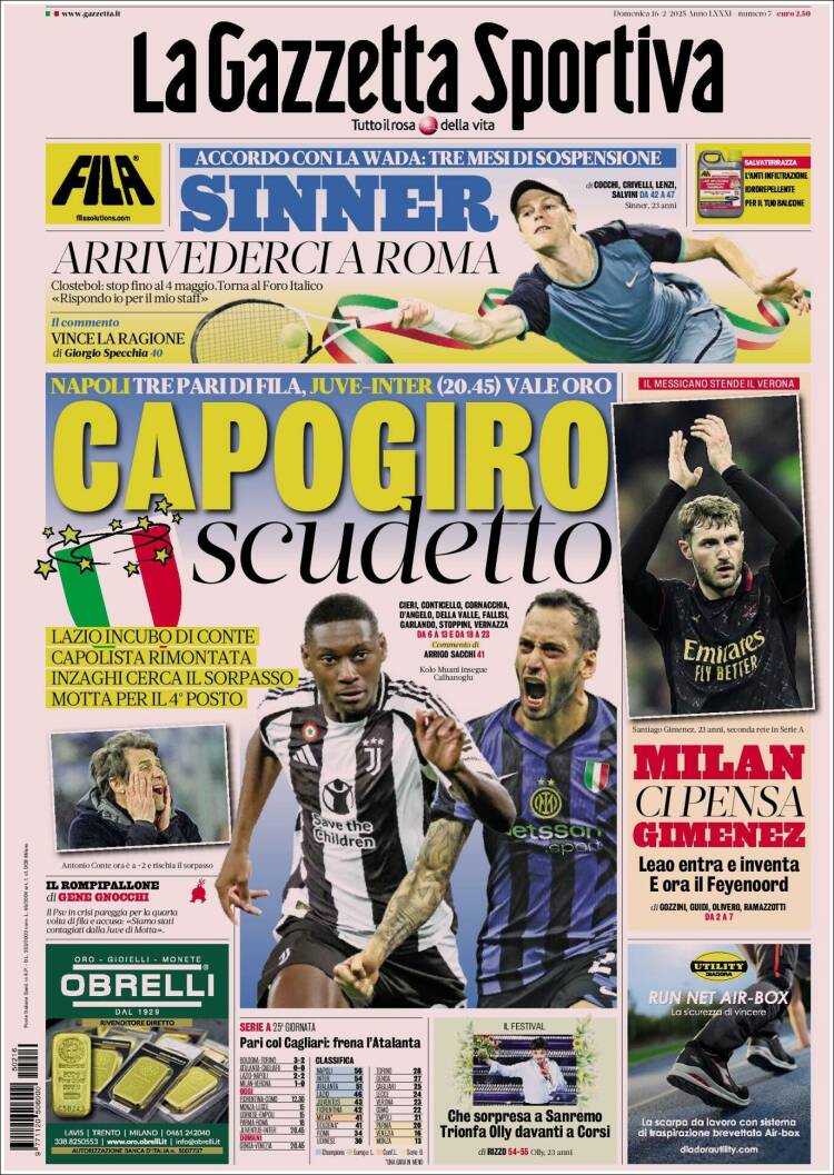 Portada de La Gazzetta dello Sport (Italy)