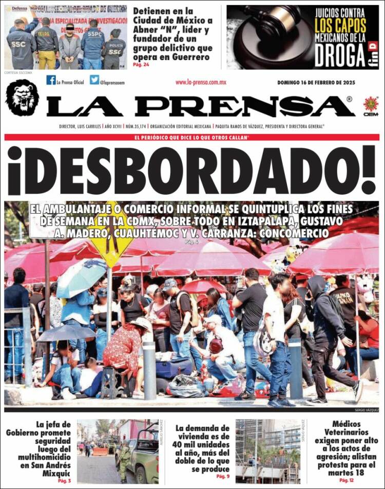 Portada de La Prensa (Mexico)