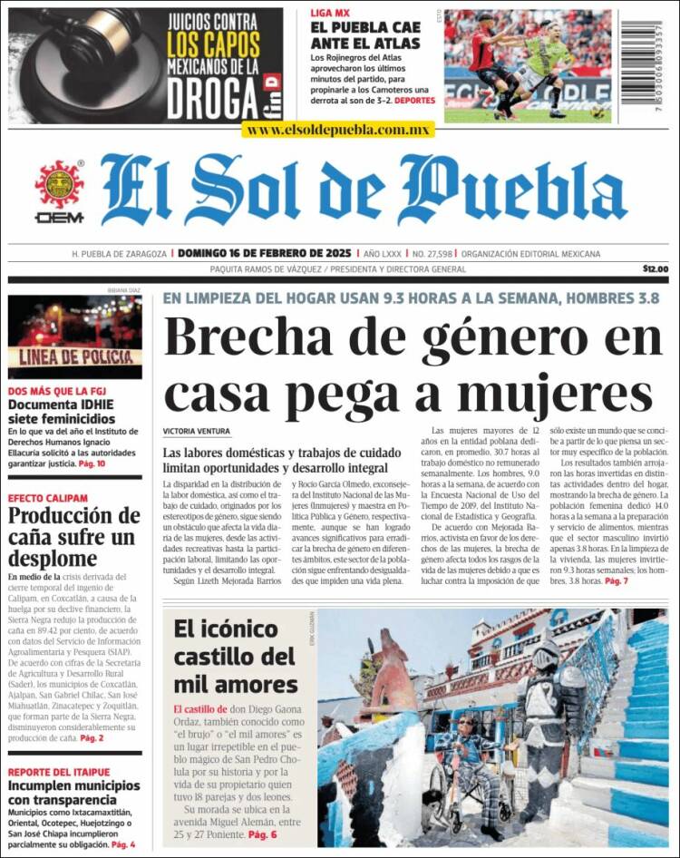 Portada de El Sol de Puebla (Mexico)