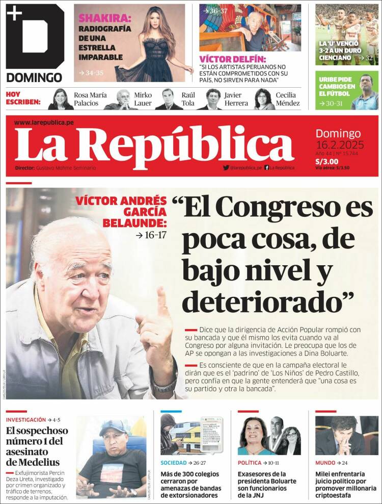 Portada de La Republica (Peru)