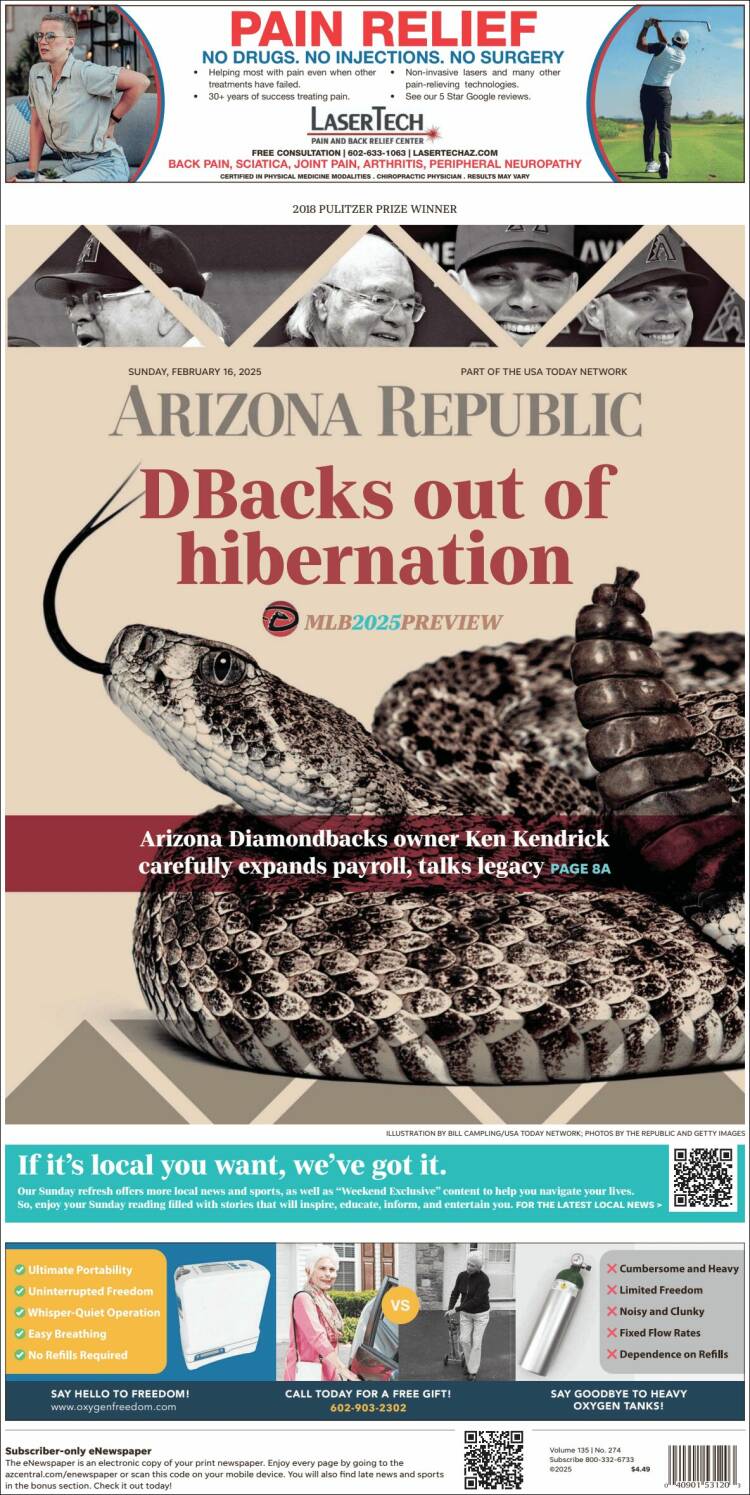 Portada de Arizona Republic News (USA)