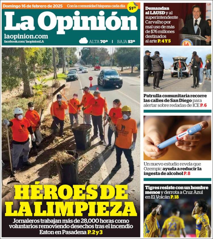 Portada de La Opinión (USA)