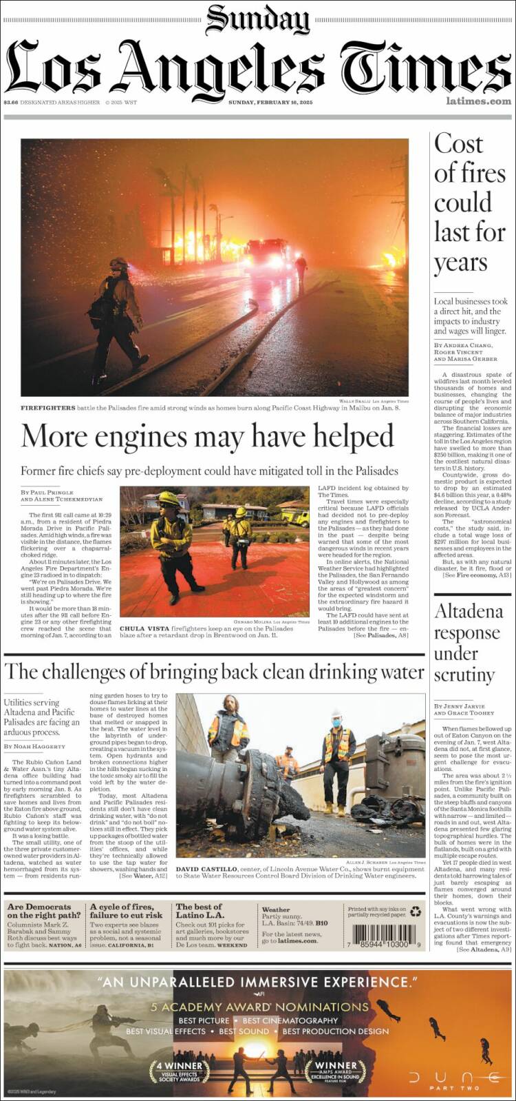 Portada de Los Angeles Times (USA)