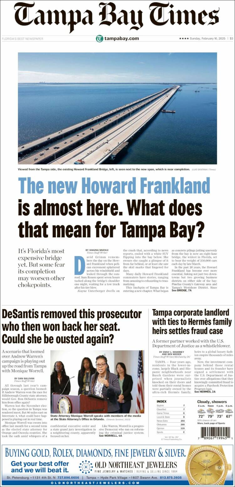 Portada de Tampa Bay Times (USA)