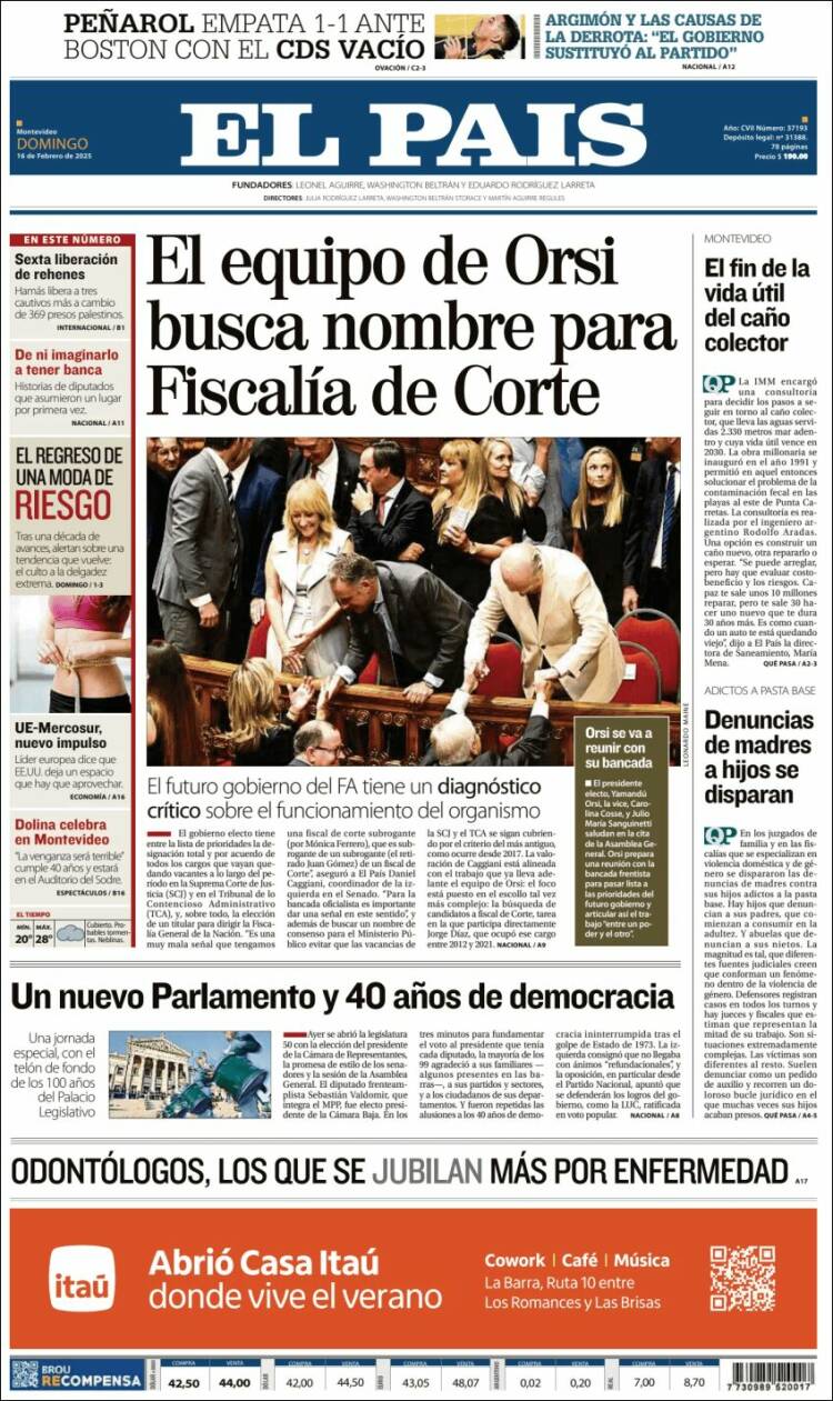 Portada de El País (Uruguay)