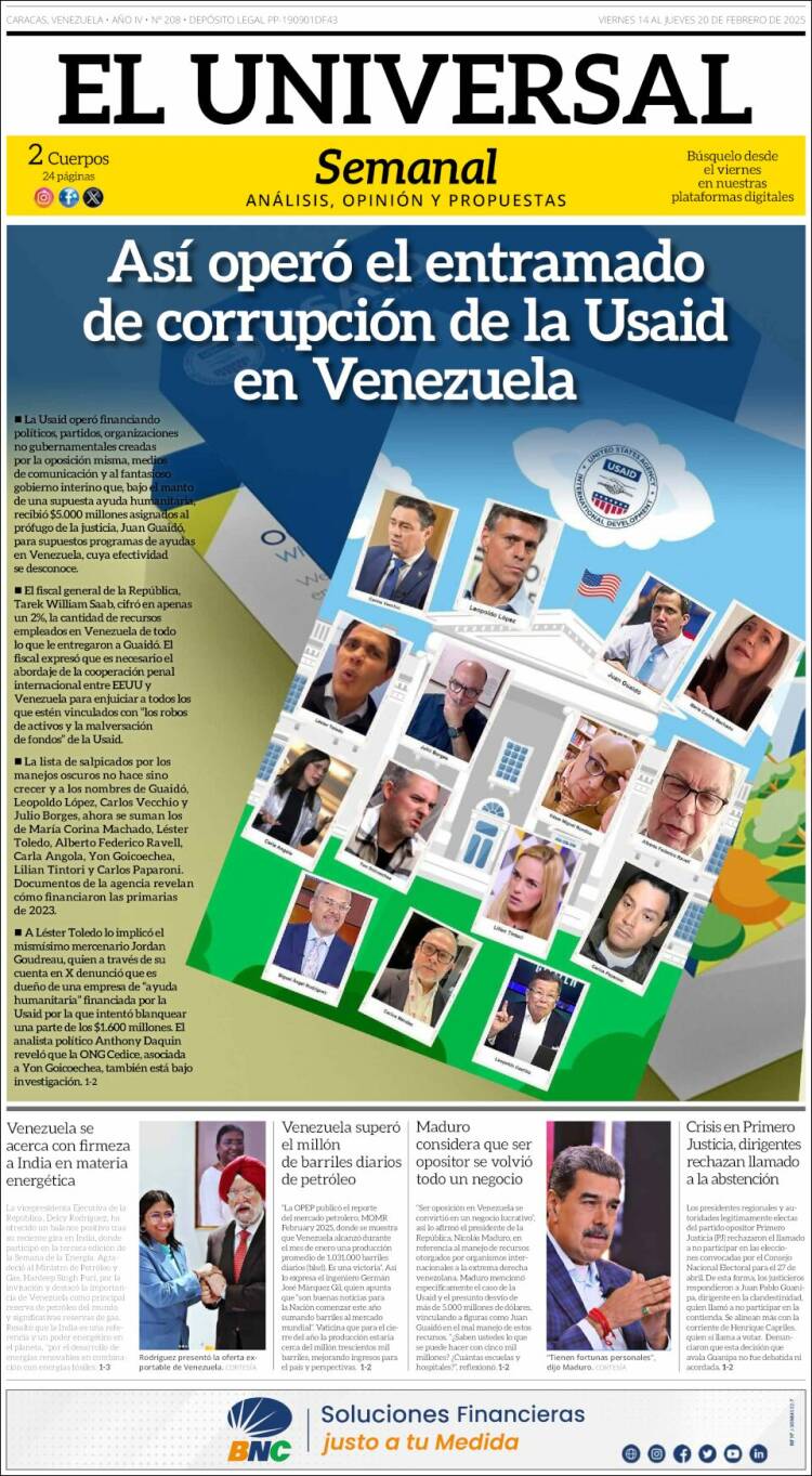 Portada de Universal (Venezuela)