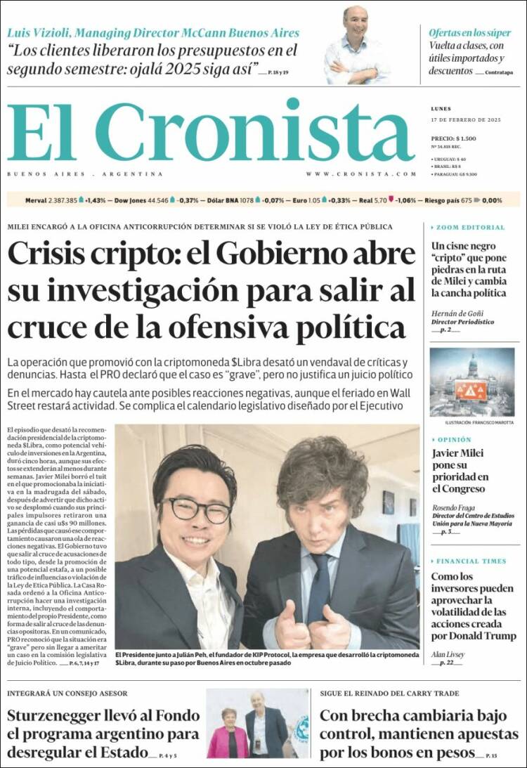 Portada de El Cronista Comercial (Argentina)