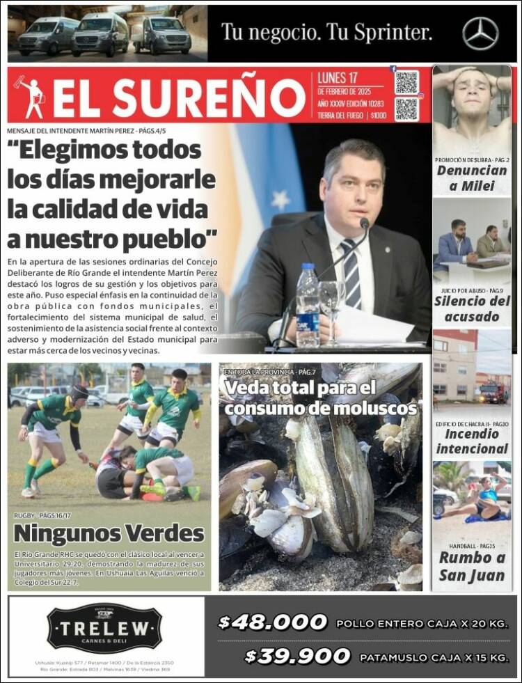 Portada de Diario El Sureño (Argentina)