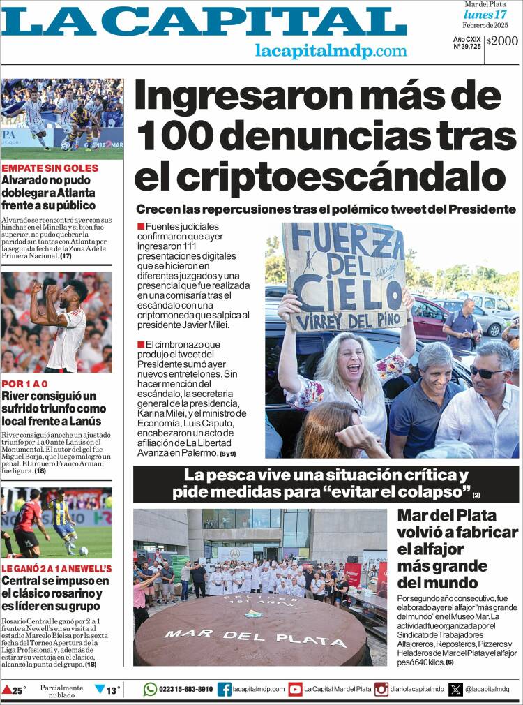 Portada de Diario La Capital - Mar del Plata (Argentina)