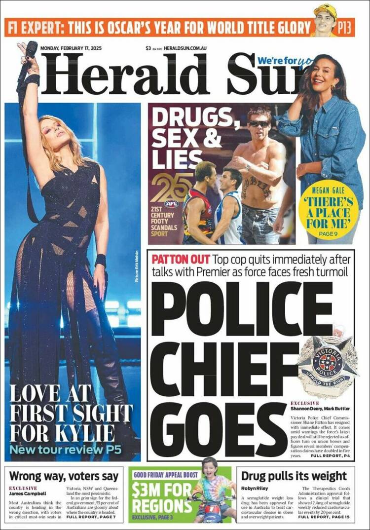 Portada de Herald Sun (Australia)