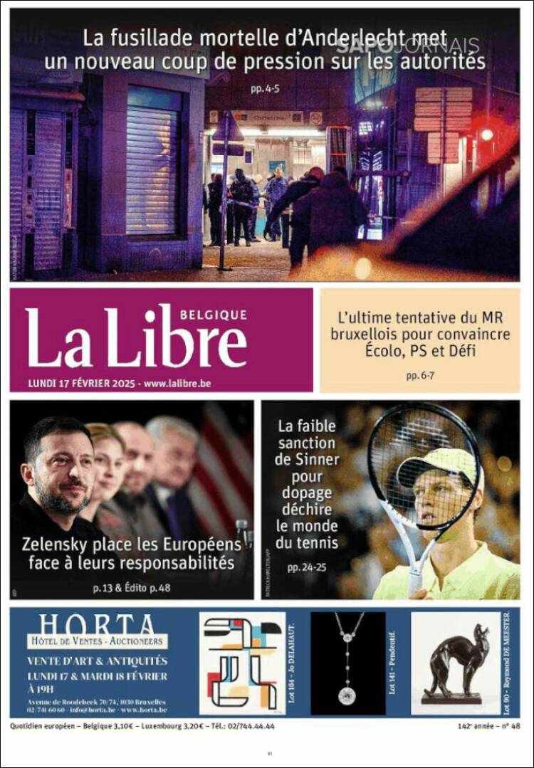 Portada de La Libre.be (Bélgica)