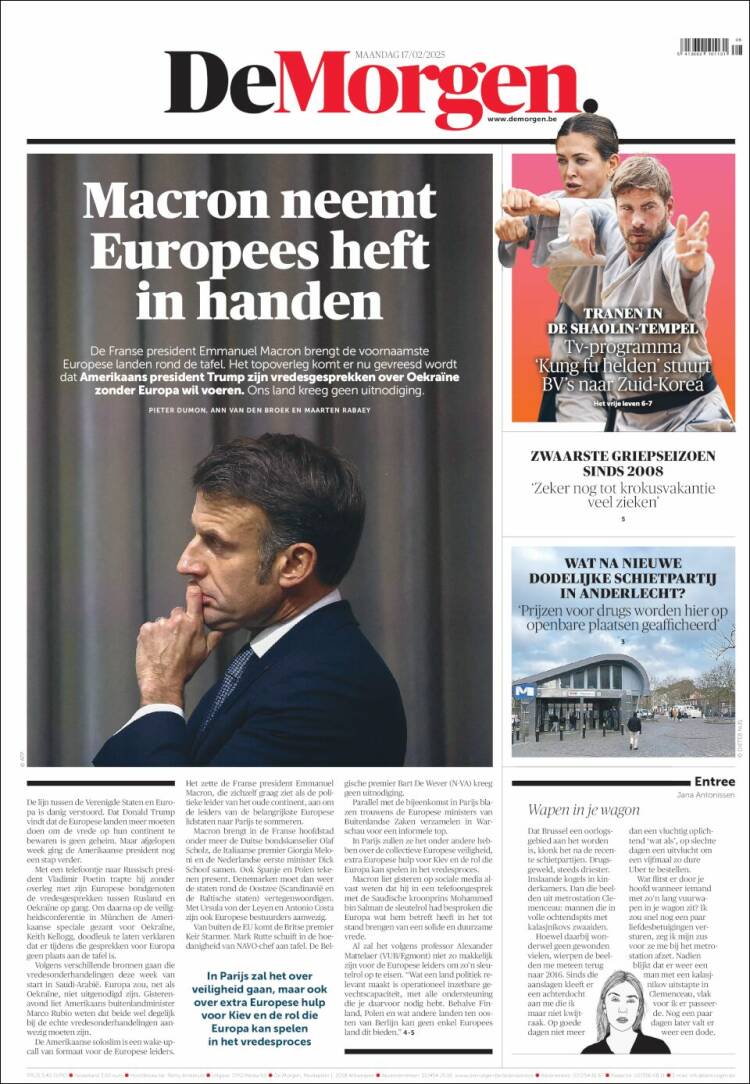 Portada de De Morgen (Bélgica)