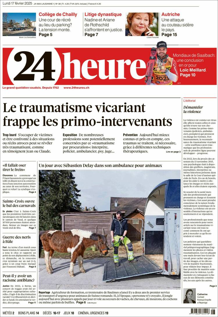 Portada de 24 Heures (Suiza)