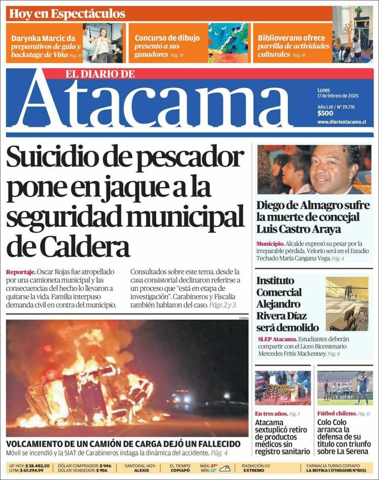 Portada de Diario de Atacama (Chile)