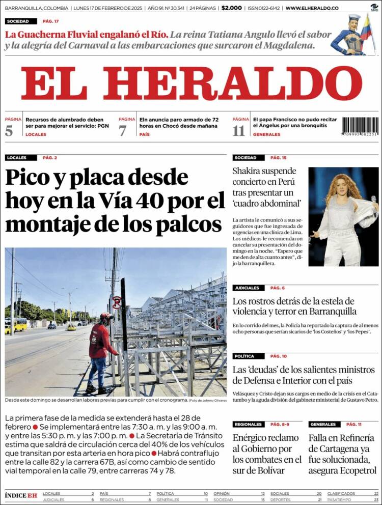 Portada de El Heraldo (Colombia)