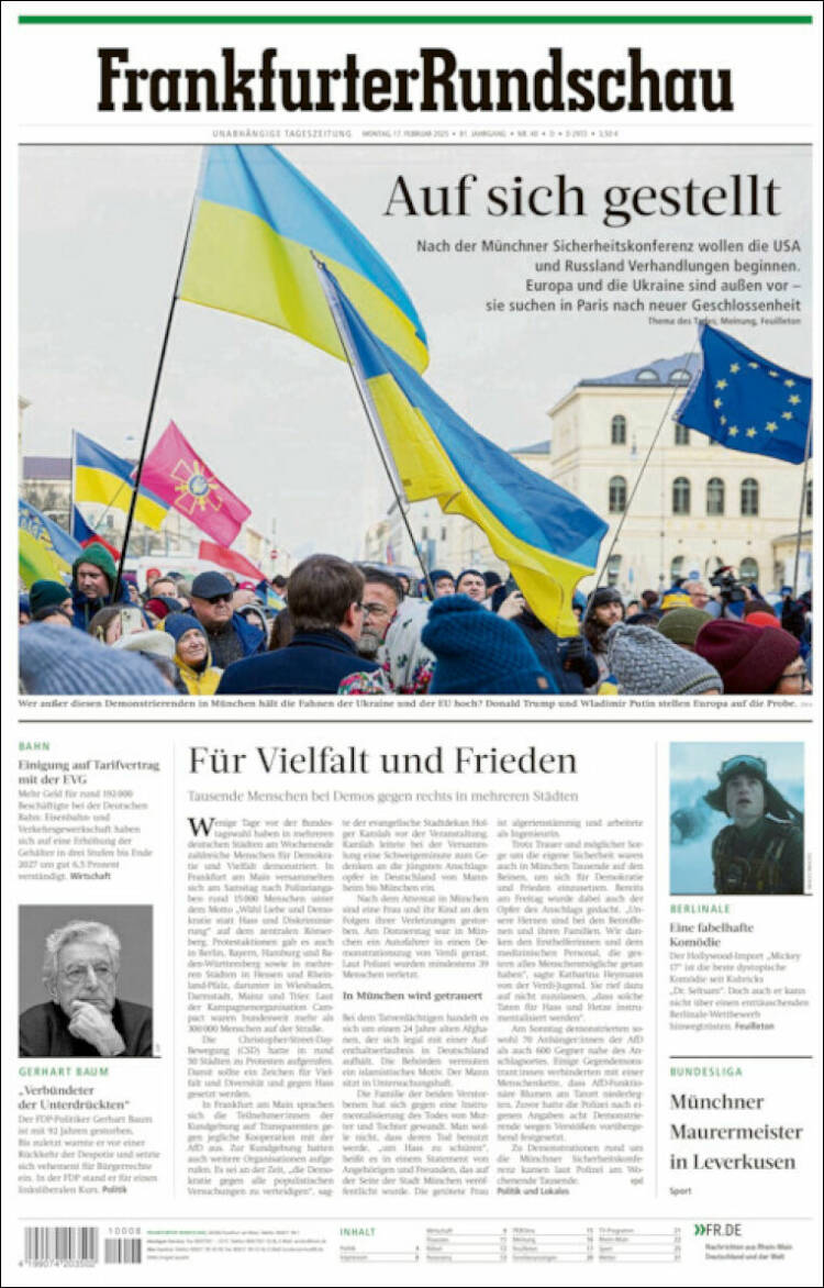 Portada de Frankfurter Rundschau (Germany)