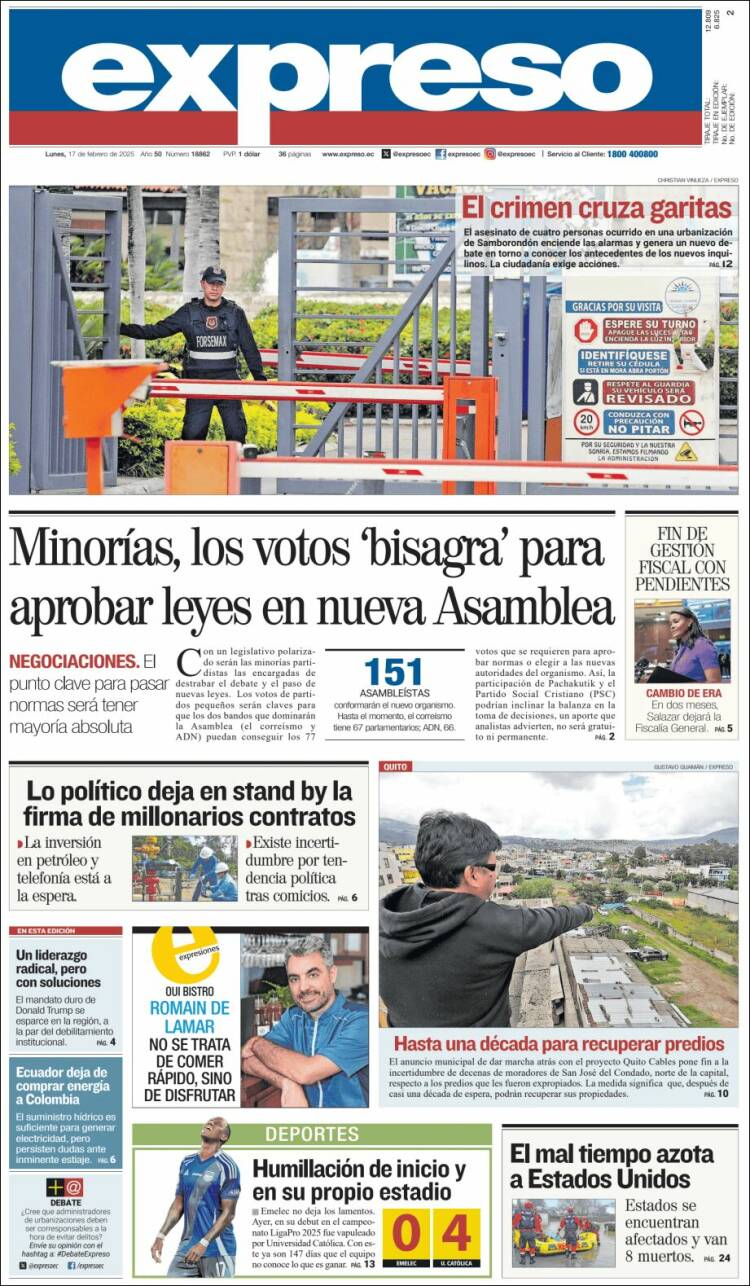 Portada de Expreso (Ecuador)