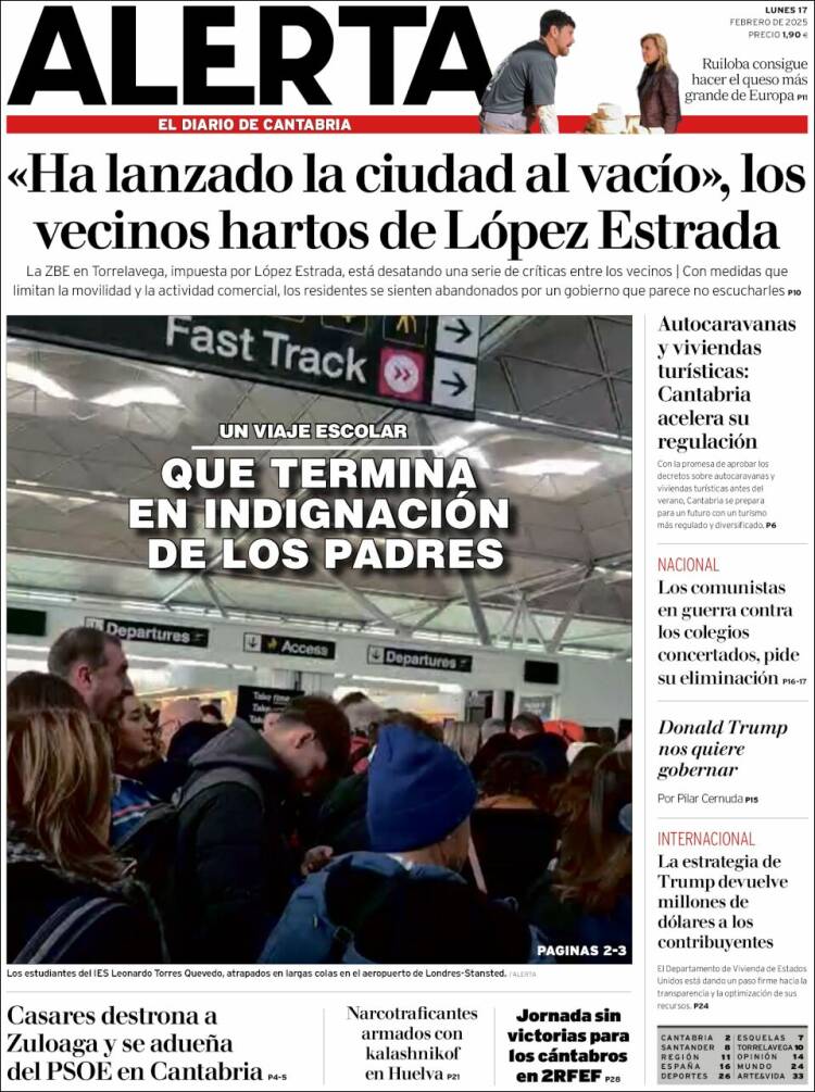 Portada de Alerta - El Diario de Cantabria (España)