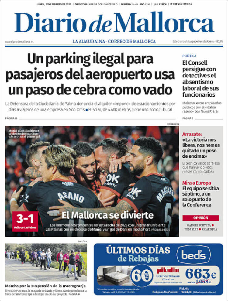 Portada de Diario de Mallorca (España)