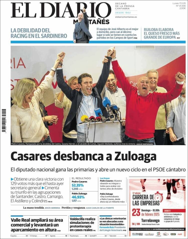 Portada de El Diario Montañés (España)