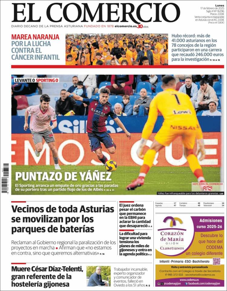 Portada de El Comercio - Gijón (Spain)