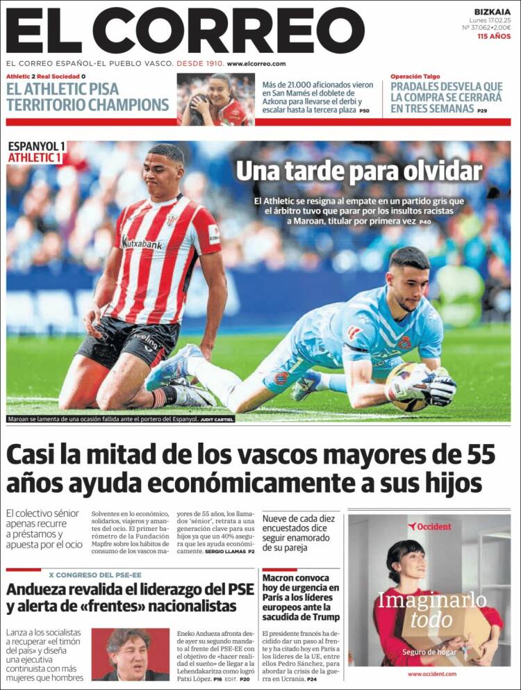 Portada de El Correo (España)