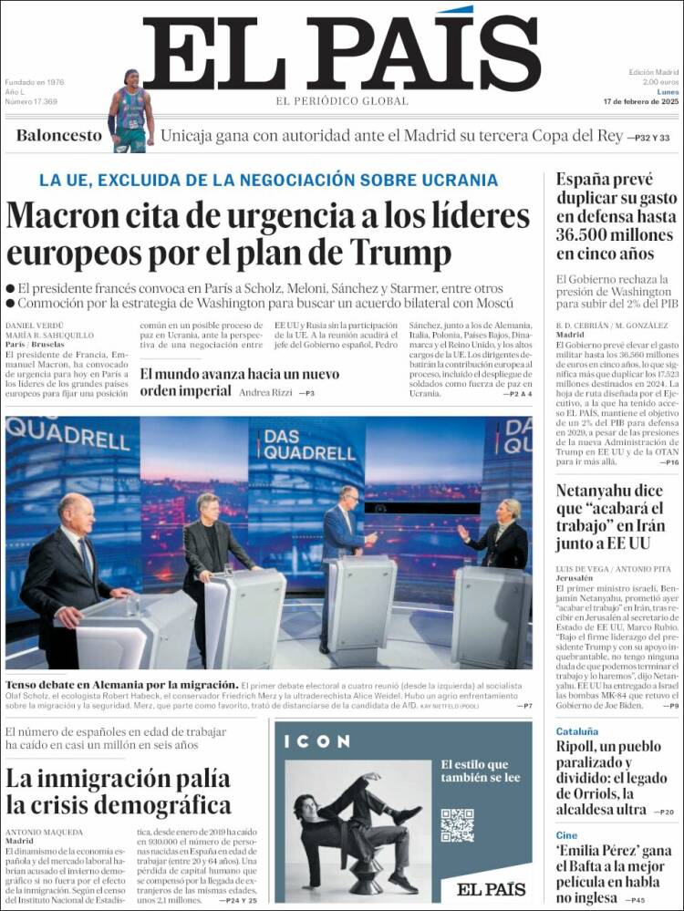 Portada de El País (Spain)