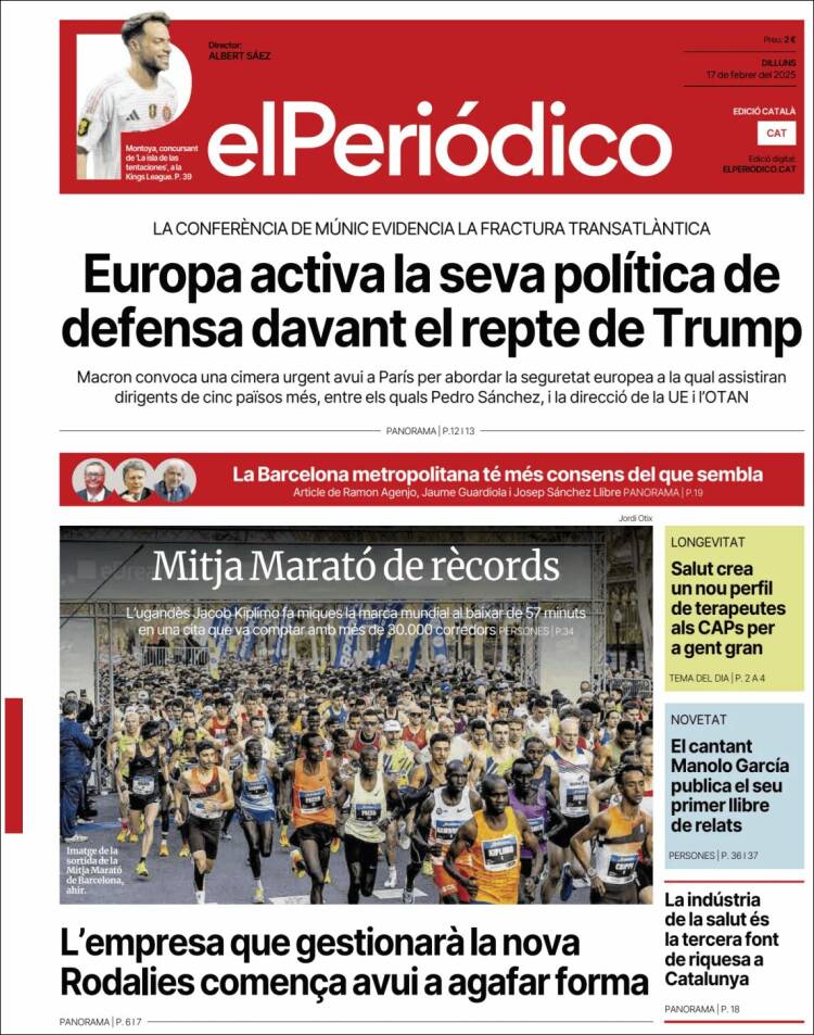 Portada de El Periódico de Catalunya (España)