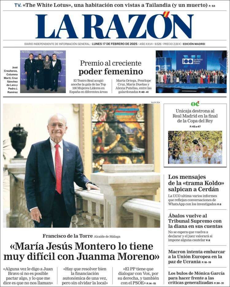 Portada de La Razón (España)