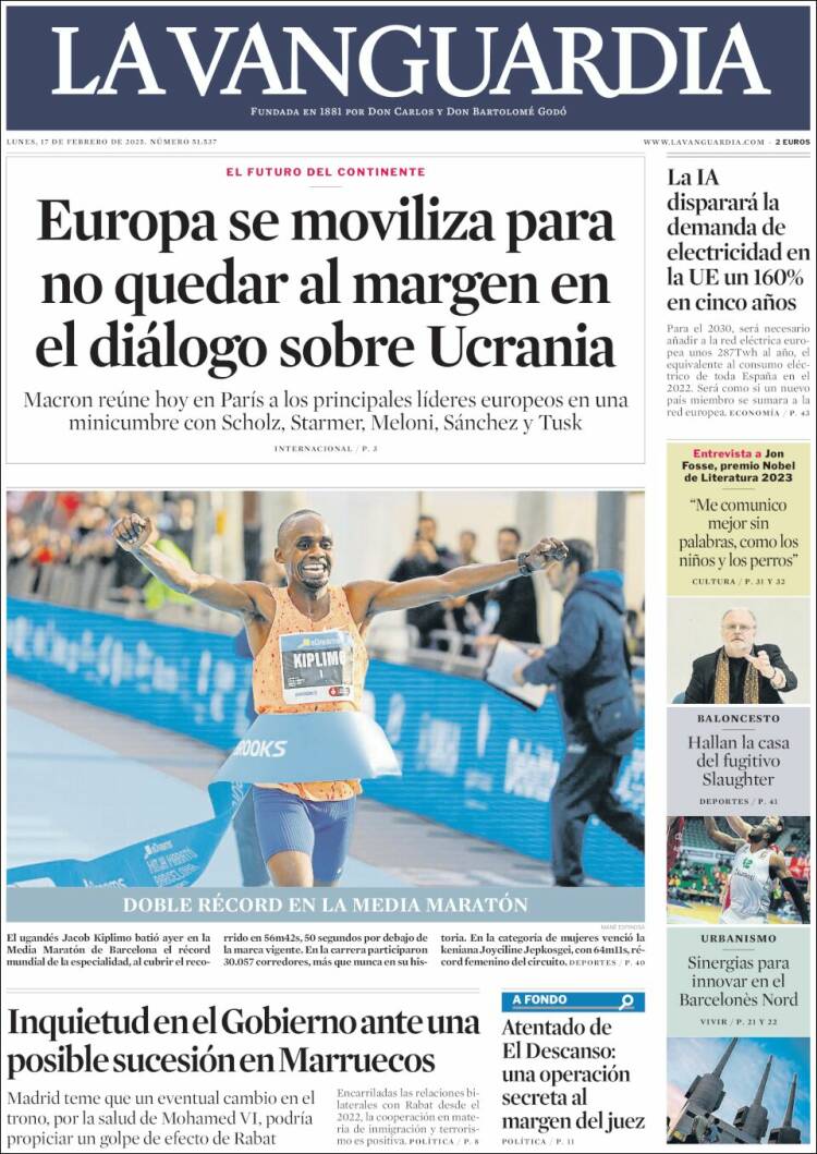 Portada de La Vanguardia (España)