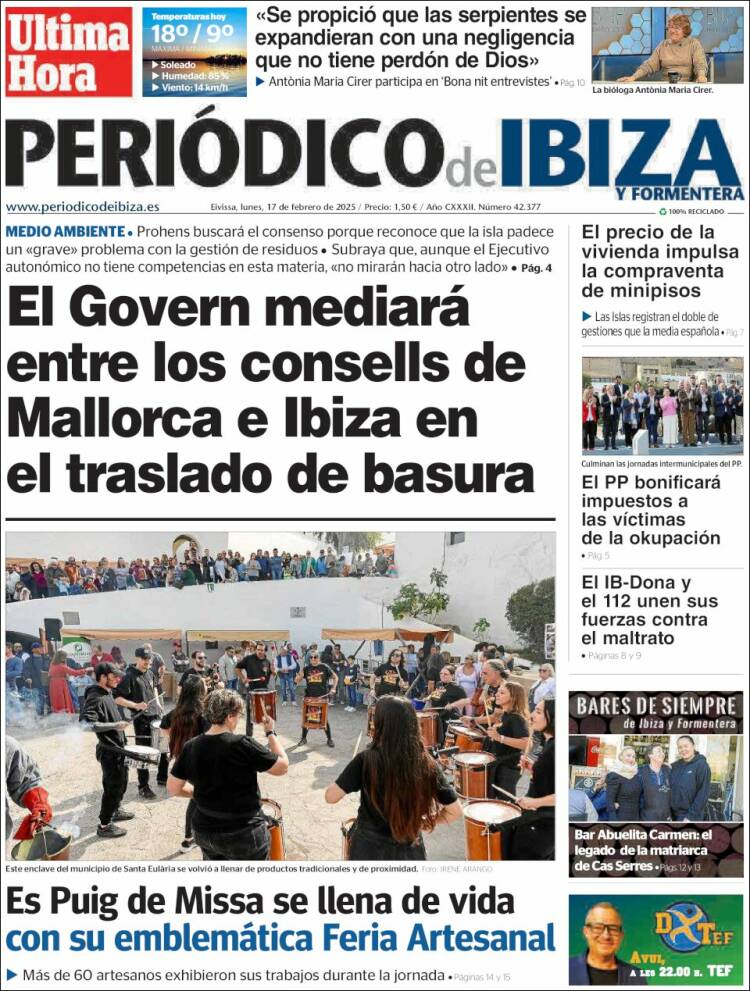 Portada de Periódico de Ibiza (España)