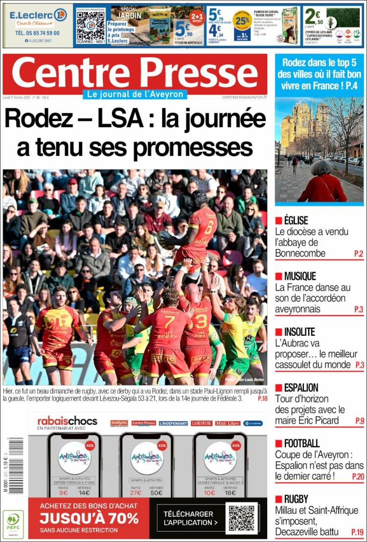 Portada de Centre Presse (Francia)