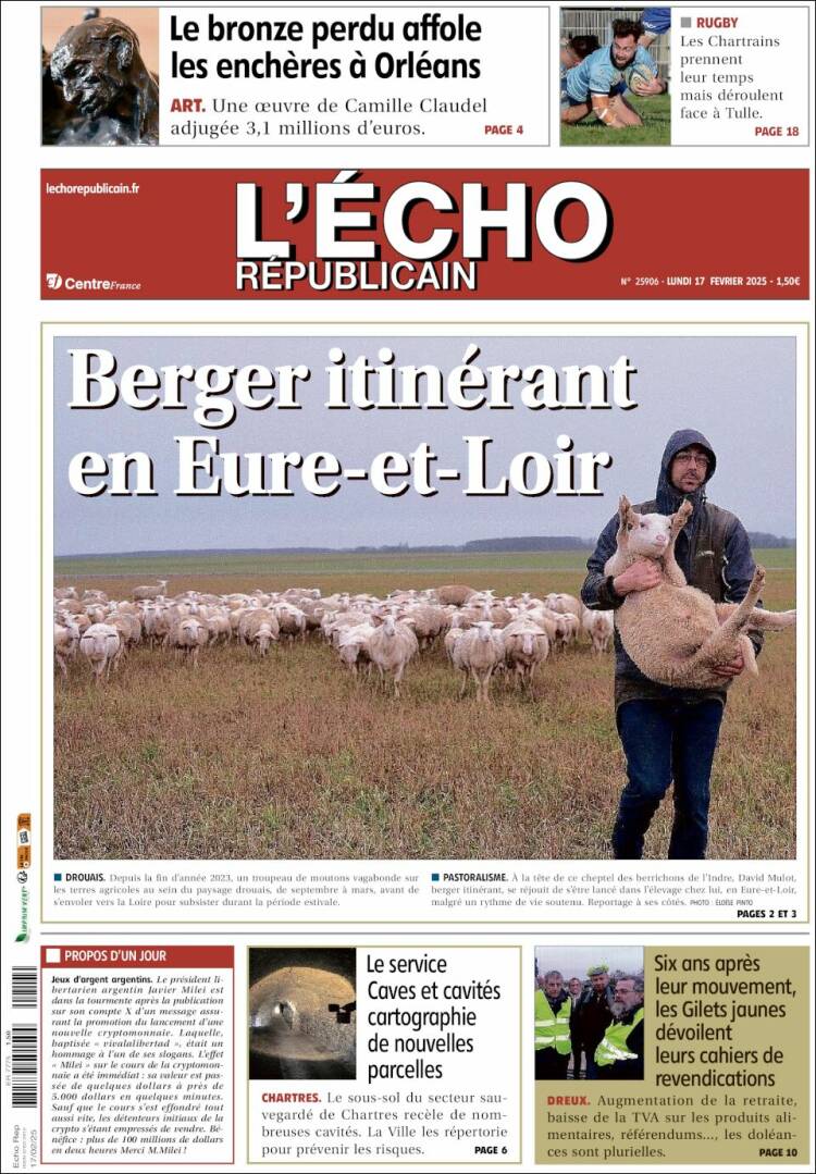 Portada de L'Echo Républicain (Francia)