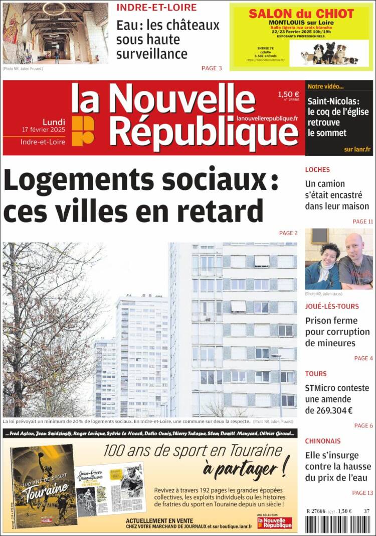 Portada de La Nouvelle Republique (France)