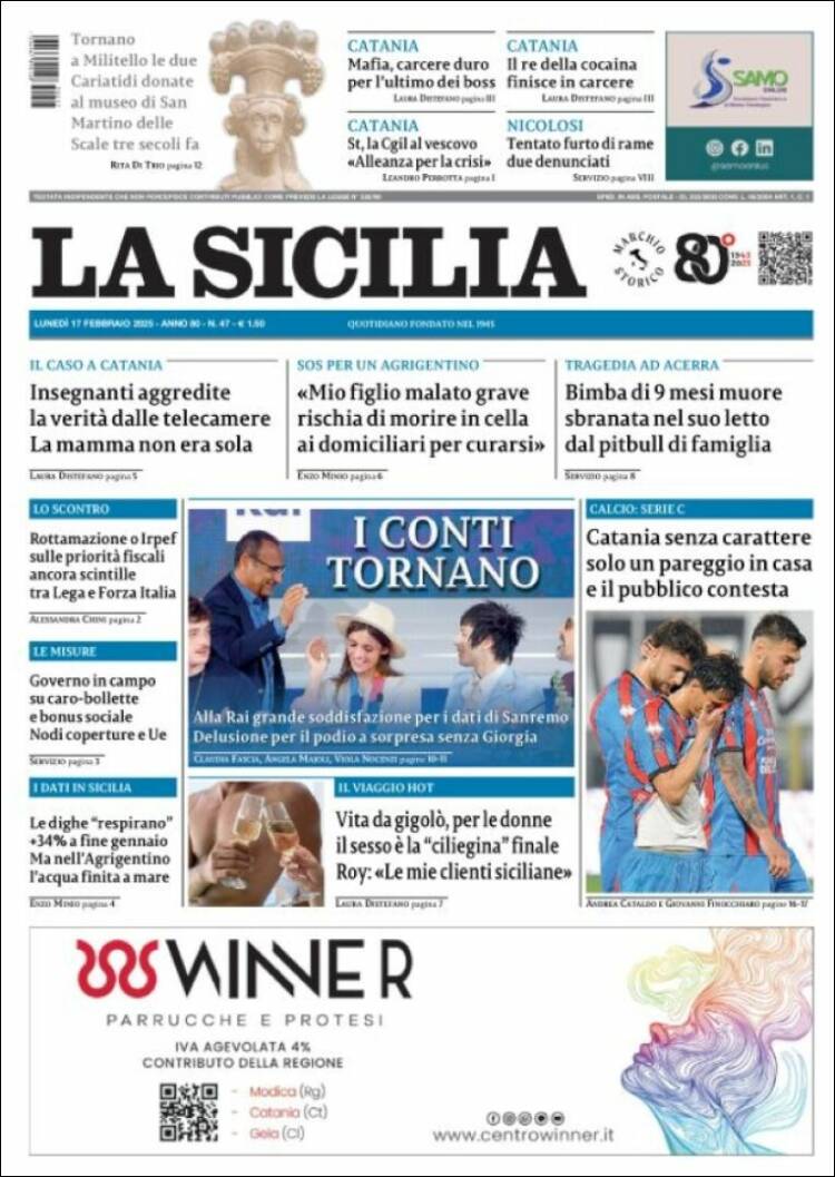 Portada de La Sicilia (Italia)